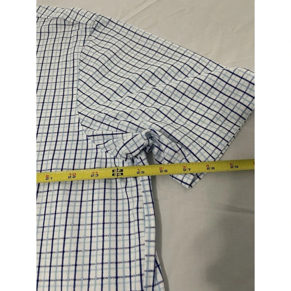 Ralph Lauren Oxford Button Down Shirt Men XXL Blue Check Short Sleeve Flesh Pony - Picture 6 of 6